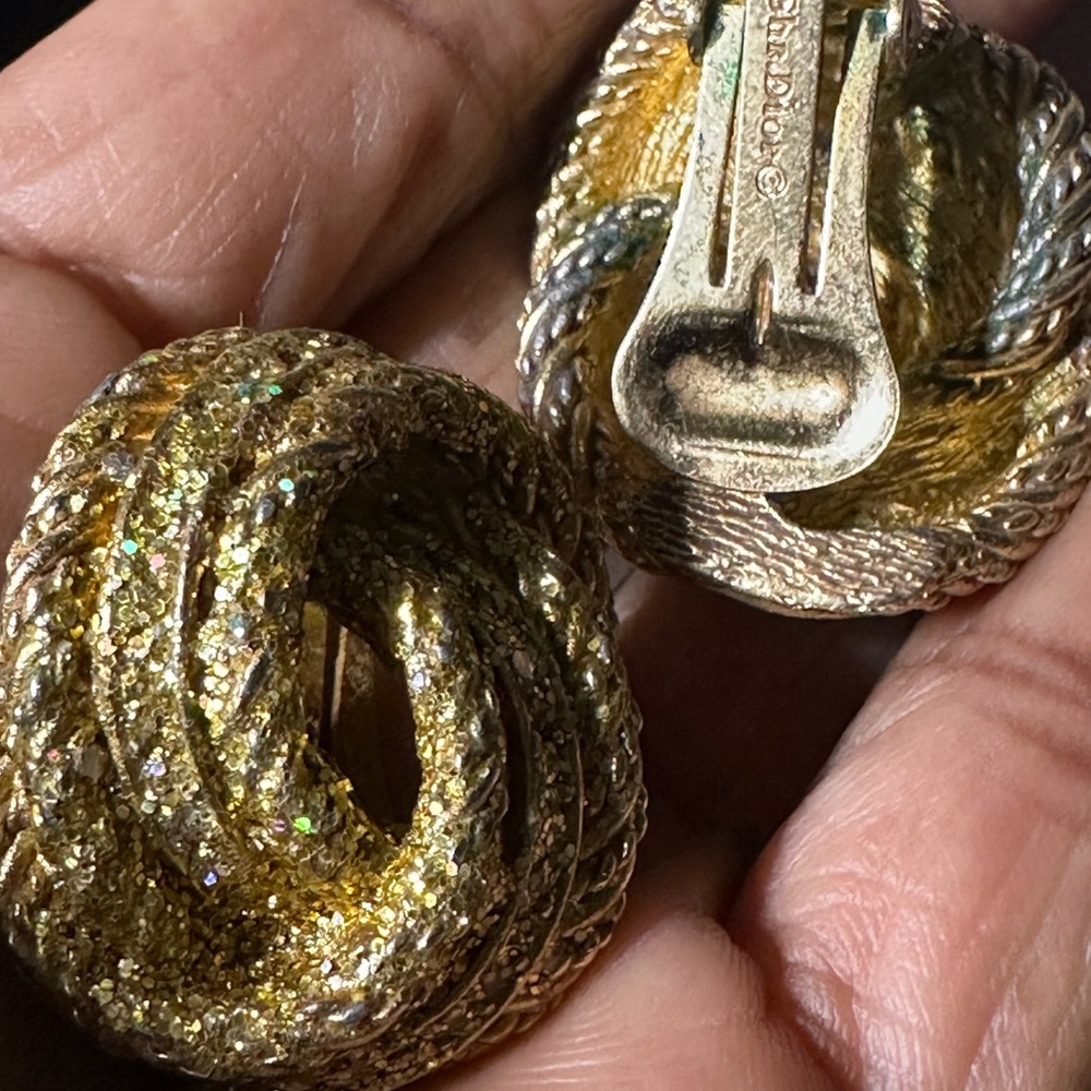 Vintage Christian Dior knotted rope Clip-On Earrings - - Picture 8 of 8